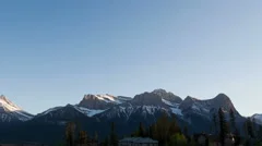 4K Time Lapse Pan Shot 3 Sisters Mountains Sunset Canmore