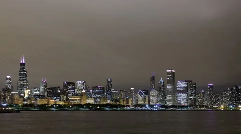 4K Time Lapse Chicago Skyline Night