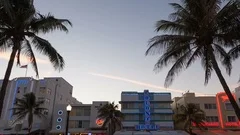 Miami Beach Close Up Ocean Drive Sunset 4K Timelapse (Editorial)