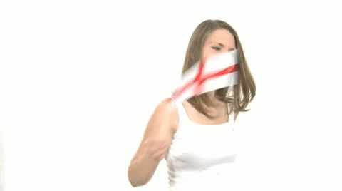 Woman Dances With English Flag