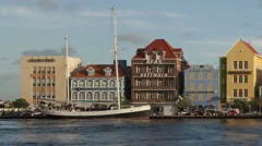 Time Lapse Close Up Pan Shot Willemstad Curacao Waterfront