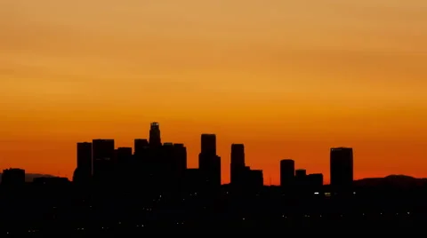 4K Time Lapse Zoom Out Los Angeles Skyline Sunrise