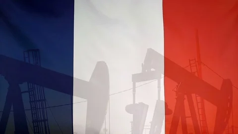 France Flag Slow Motion Oil Production Concept