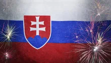 Slovakia Flag Firework Grunge Concept real fabric
