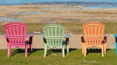 Time Lapse Shadow Passing Row Of Chairs