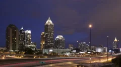4K Time Lapse Atlanta Skyline At Twilight