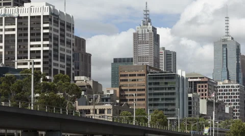 Time Lapse Close Up Train Melbourne Yarra River Downtown