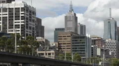 Time Lapse Close Up Train Melbourne Yarra River Downtown