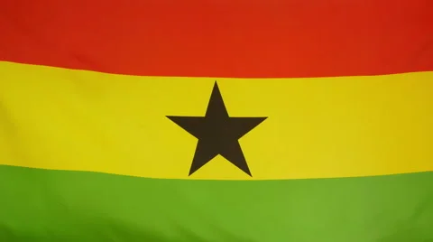 Ghana Flag Real Fabric Close Up 4K