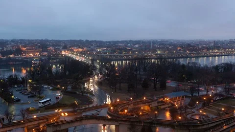 4K Timelapse Twilight Washington D.c. River Traffic Aerial