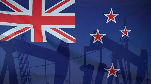 New Zealand Flag Slow Motion Oil Production Concept