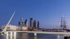 4K Time Lapse Twilight Buenos Aires Puente De La Mujer (Editorial)