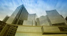 Colored concept glass skyscrapers