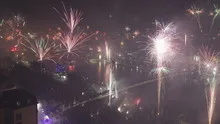 4K Time lapse grand firework aerial New Years Eve