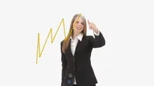 Yellow sales statistic with presenter defocused