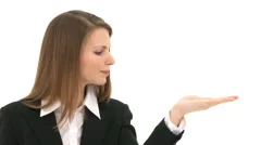Woman Blows Something From Her Hand (Copyspace)