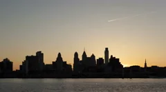 4K Time Lapse Close Up Sunset Philadelphia Skyline