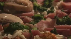 Time Lapse Zoom Out Pizza With Ham And Mushrooms