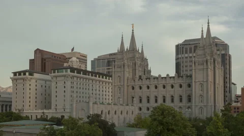 4K Time Lapse Zoom Out Mormon Temple In Salt Lake City Utah