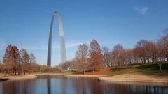 4K Timelapse St. Louis Gateway Arch Parkview Zoom Out
