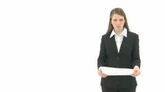 Business Woman In Rage Throwing Paper Pieces