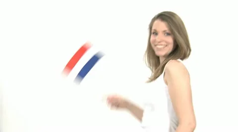 Woman Dances With Croatian Flag