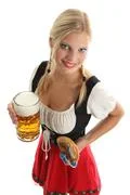 Bavarian Girl Cheers With A Beer 