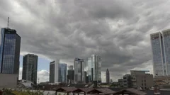 4K Time Lapse Dark Clouds Frankfurt Skyline