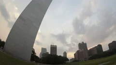 4K Time Lapse Zoom Out Gateway Arch St. Louis Fisheye View