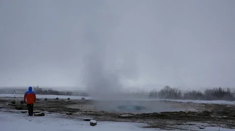 Slowmotion Geyser Strokkur Eruption Iceland