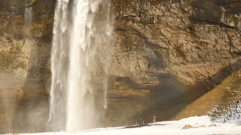 Slowmotion Seljalandsfoss Waterfall Close Up