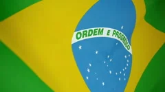 Slowmotion Real Textile Flag Of Brasil