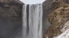 4K Time Lapse Zoom Out Skogafoss Waterfall