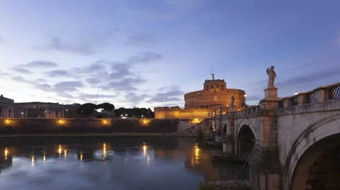 Time Lapse Twilight Rome Castel Sant Angelo