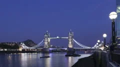 4K Time Lapse Zoom In Tower Bridge London Twilight