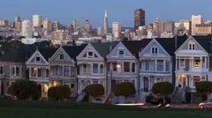 4K Time Lapse Zoom Out Painted Ladies San Francisco Sunset