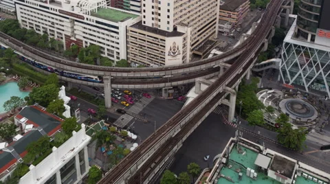 4K Timelapse Bangkok Aerial Traffic Zoom In