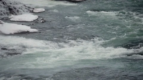 Slowmotion Gullfoss Waterfall Close Up