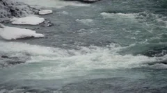 Slowmotion Gullfoss Waterfall Close Up