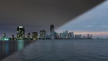 Miami skyline sunset twilight