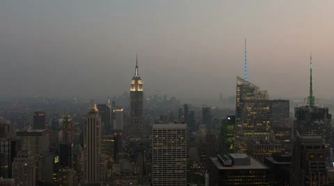 4K Timelapse New York Aerial Sunset Close Up