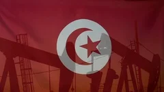Tunisia Flag Slow Motion Oil Production Concept