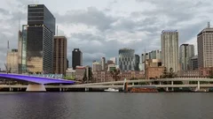4K Brisbane Skyline Sunset Zoom Out (Editorial)