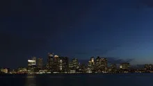4K Time lapse Boston skyline at twilight