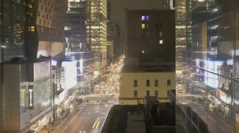 Timelapse Traffic At Night On 8Th Ave