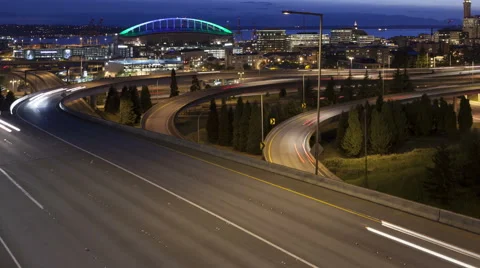 4K Time Lapse Close Up Traffic Interstate Seattle