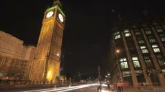 4K Time lapse tilt shot traffic in front of Big Ben