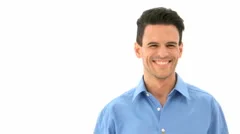 Smiling Man Shows His Passport Stamps