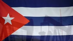 Cuba Flag Slow Motion Oil Production Concept