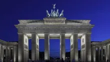 Time lapse zoom out Brandenburg Gate at sunset, Berlin